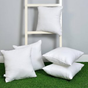 Premium 16x16 Inch Ball Fiber Cushions – Pack of 5 (Plain & Check Design)